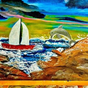 Sailing with Dolphin during a storm.